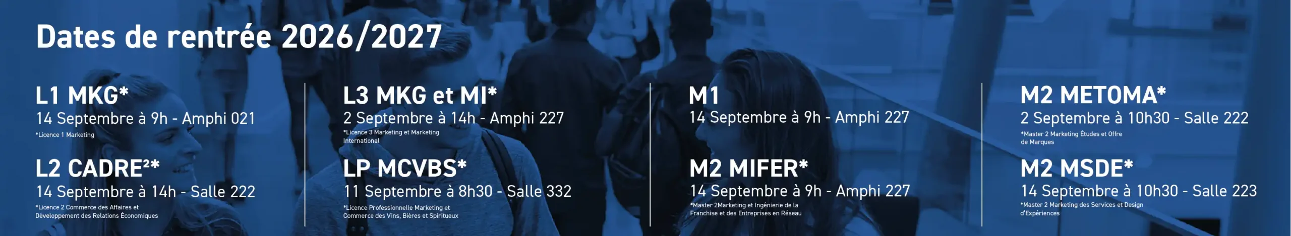 Dates de rentrées 2026